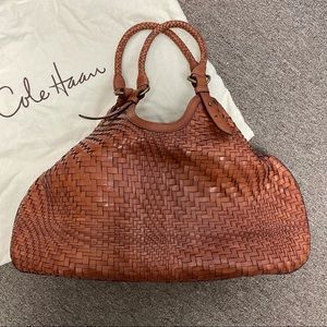 Cole Haan Genevieve Woven Brown Leather Purse with Dust Bag